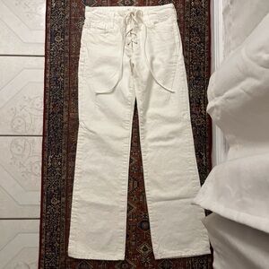 Zara White Lace-Up Flare Jeans